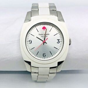 Kate Spade New York Ladies 2-Tone Skyline White Stainless Rubber Watch 1YRU0165